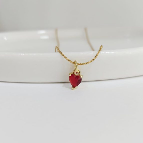 COLLAR CORAZÓNCITOS MINI CRISTAL ROJO