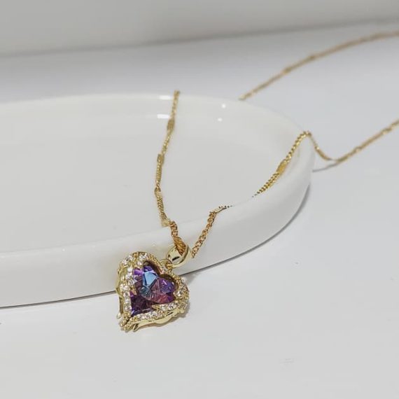 COLLAR DIJE CORAZÓN TORNASOL