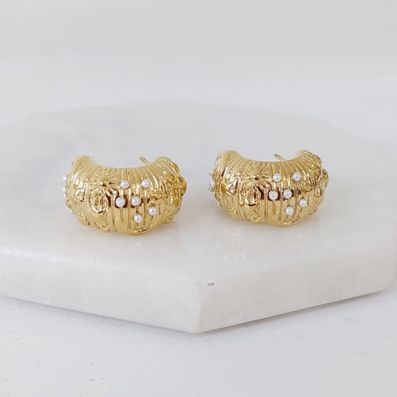 ARETES MEDIA HOOP CHUNKY DORADO