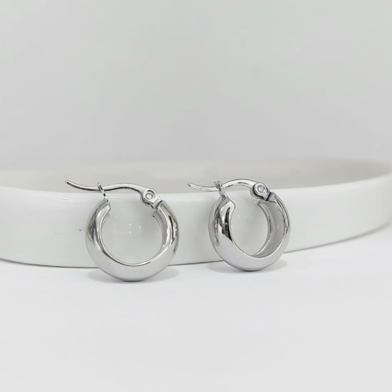 ARETES HOOPS CHUNKY PLATA