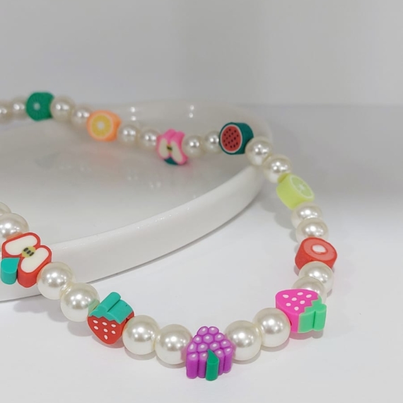 COLLAR PERLA CRISTAL Y FRUTAS DORADO