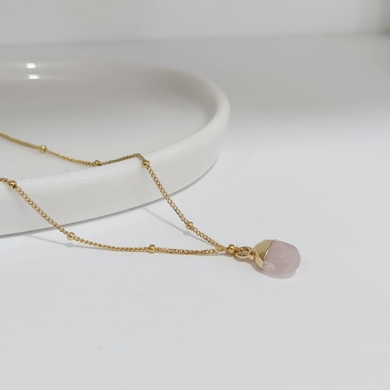 COLLAR DIJE DE CUARZO ROSA