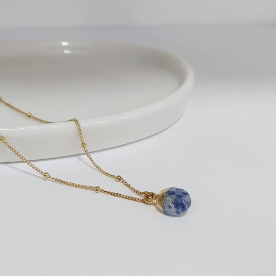 COLLAR DIJE DE CUARZO JASPE AZUL