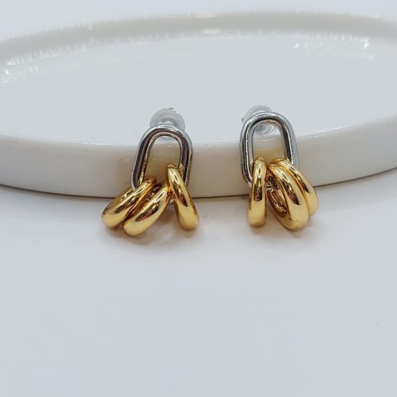 ARETES STUD PLATA CON OVALOS