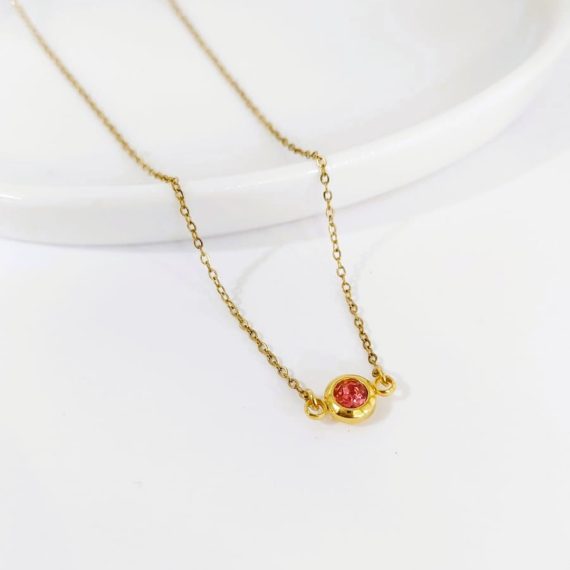 COLLAR CON CRISTAL CIRCULAR ROSA