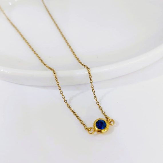 COLLAR CON CRISTAL CIRCULAR AZUL