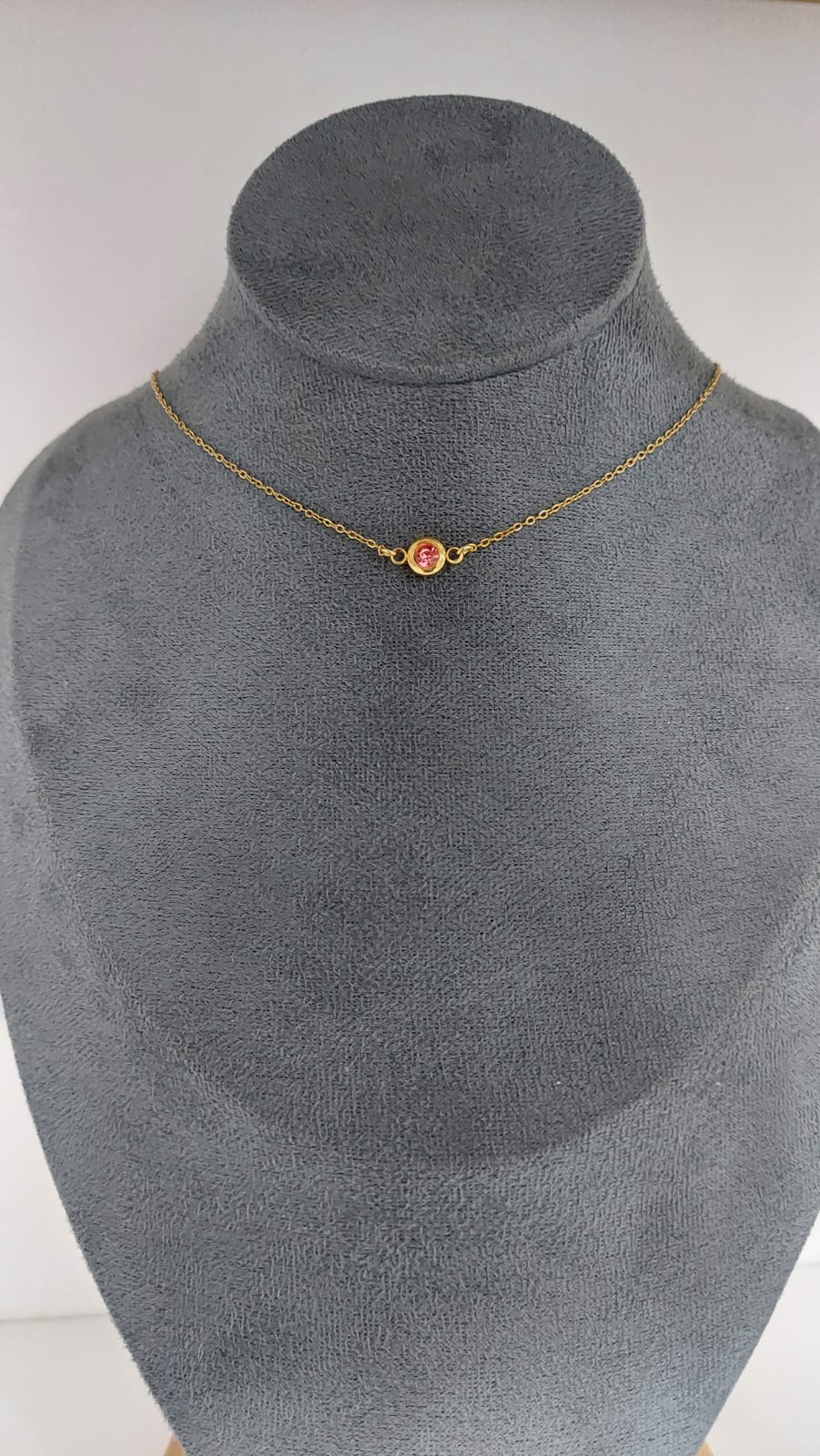 COLLAR CON CRISTAL CIRCULAR ROSA - Image 2