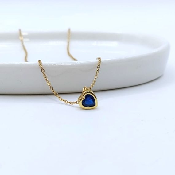 COLLAR MINI CORAZÓN AZUL REY CON CRISTAL