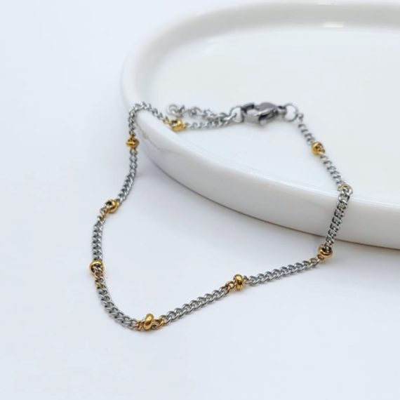 PULSERA CADENA BICOLOR MINI BOLITAS