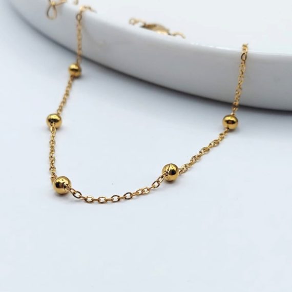 PULSERA CADENA BOLITAS DORADO