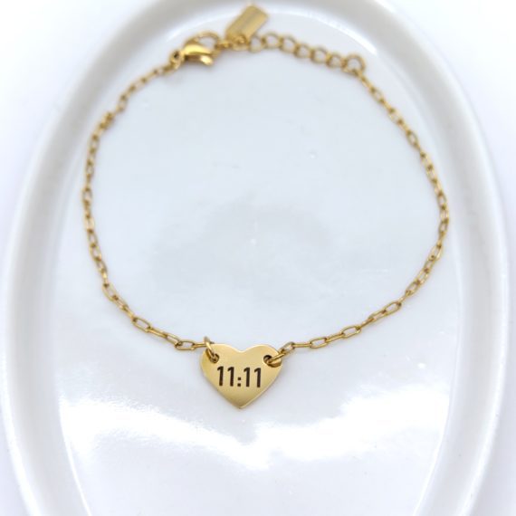 PULSERA CORAZON 11:11 DORADA