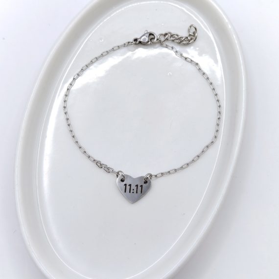 PULSERA CORAZON 11:11 PLATA