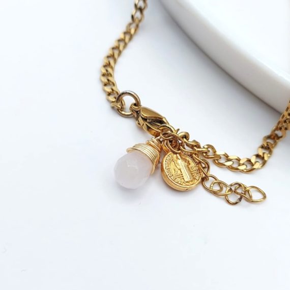 PULSERA SAN BENITO CON CUARZO ROSA