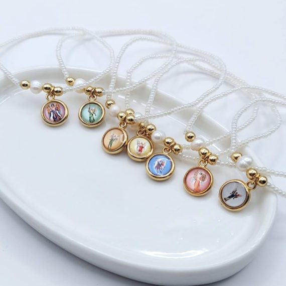 PULSERA SEMANARIO DE PERLITAS MINI DORADO