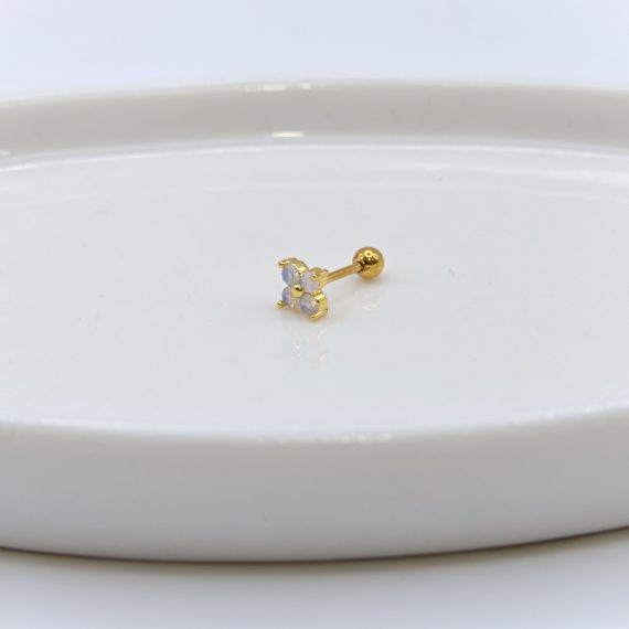 PIERCING STUD FLOR AZUL DORADO