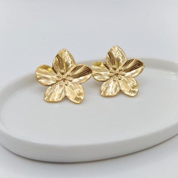 ARETES STUD FLOR DORADO