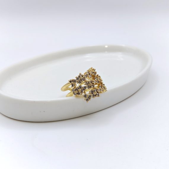 ANILLO LINEAS ZIRCONIA DORADO