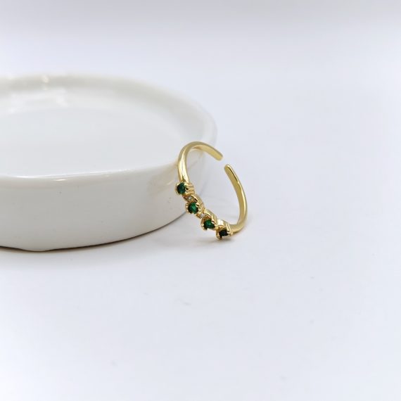 ANILLO CUATRO CRISTALES VERDES