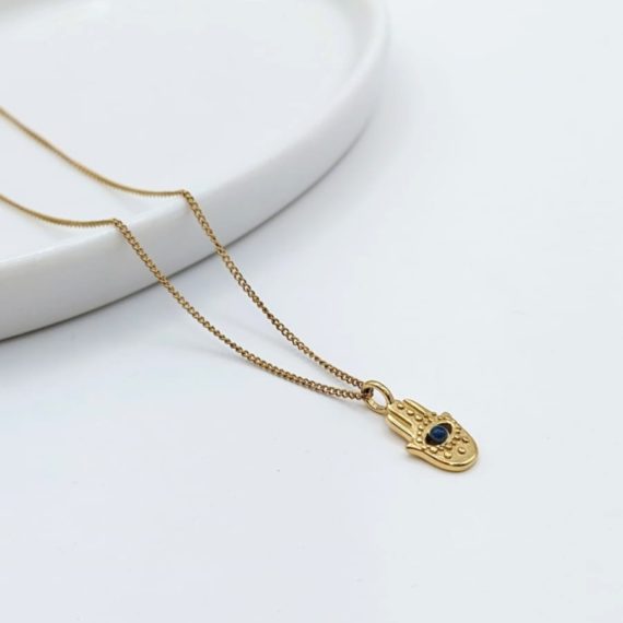 COLLAR MANO HAMSA CON OJO AZUL