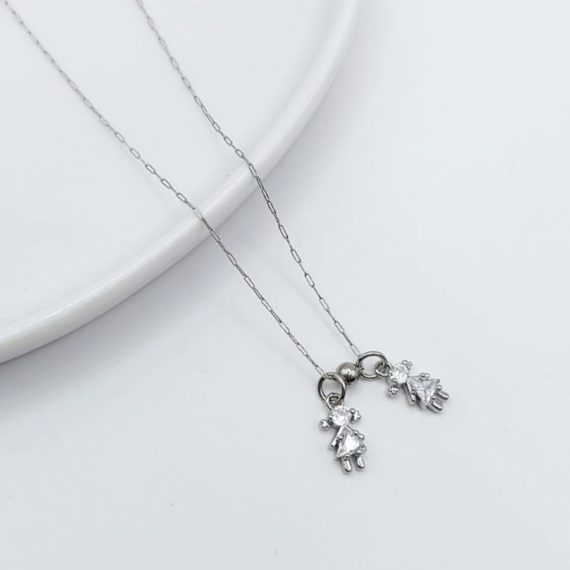 COLLAR NIÑOS CON BOLITAS PLATA