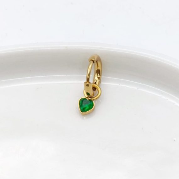 PIERCING HOOP CORAZÓN VERDE