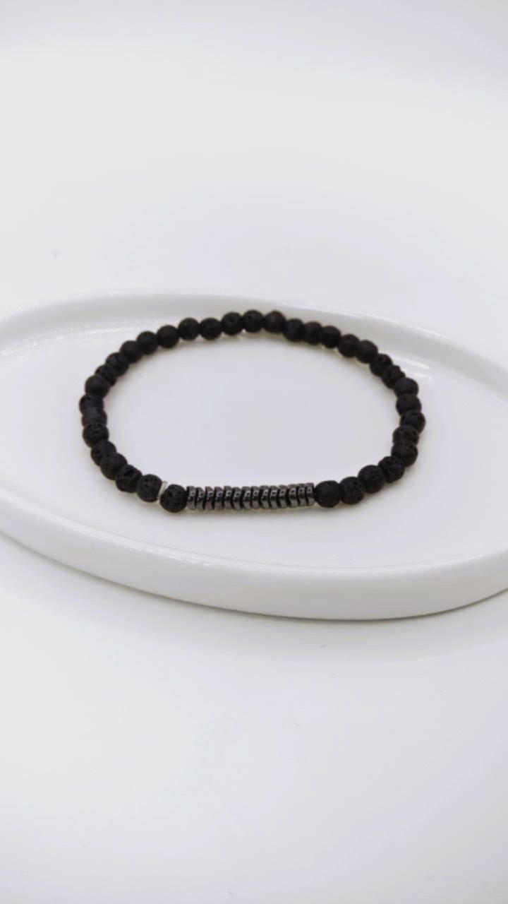 PULSERA PIEDRA VOLCANICA Y HEMATITA - Image 2