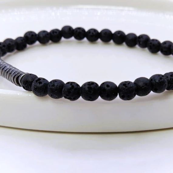 PULSERA PIEDRA VOLCANICA Y HEMATITA