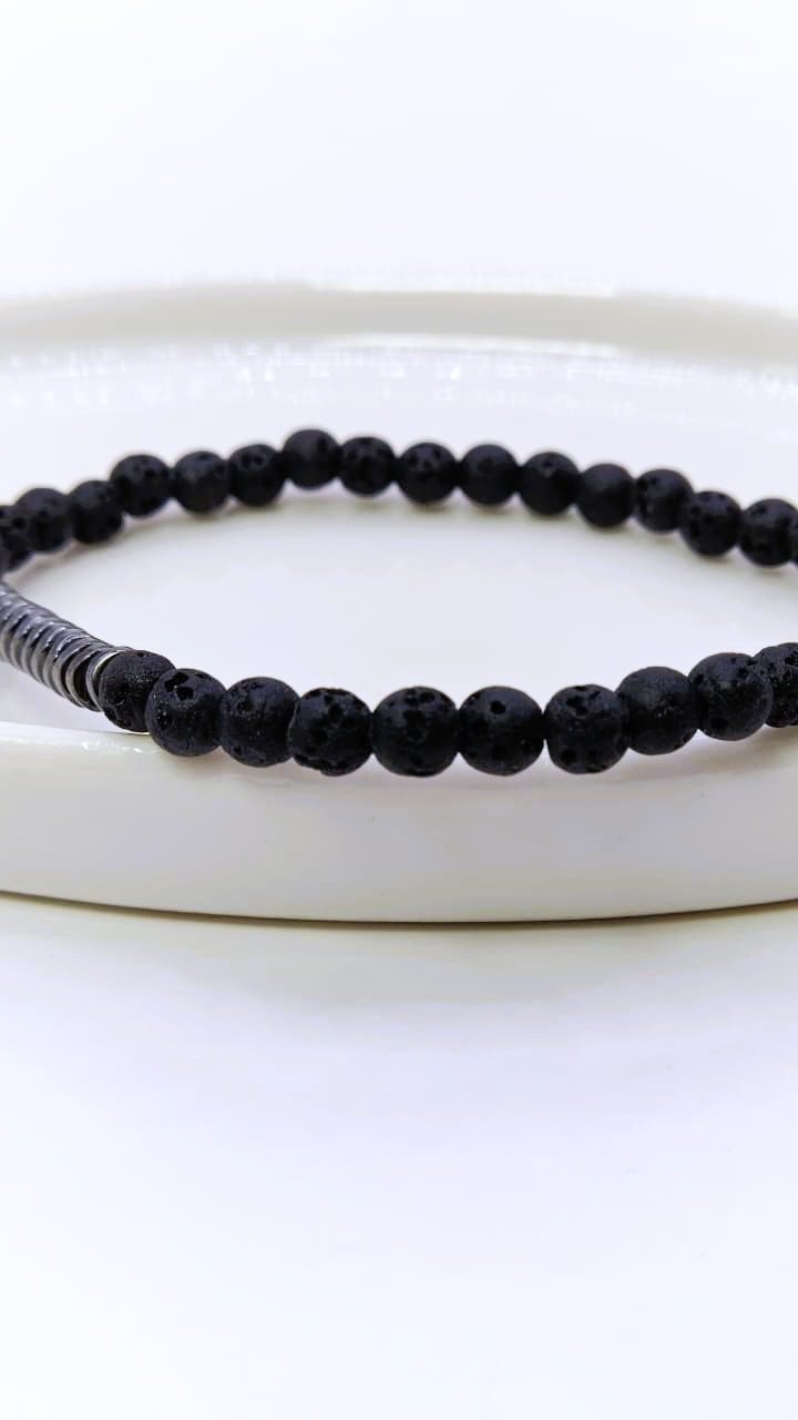 PULSERA PIEDRA VOLCANICA Y HEMATITA