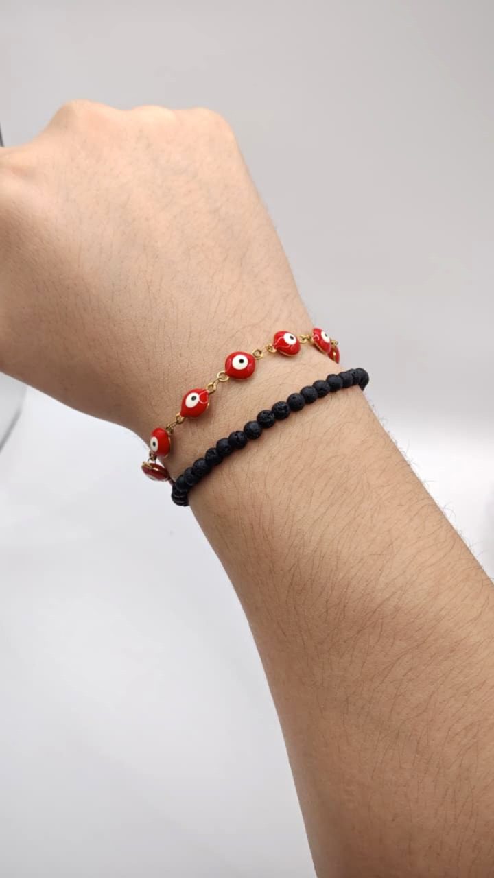 PULSERA PIEDRA VOLCANICA Y HEMATITA - Image 3