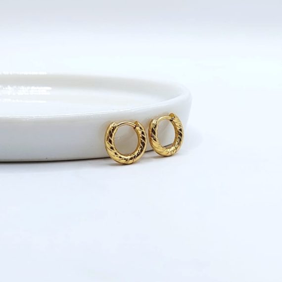 ARETES HOOPS GRABADO LINEAS