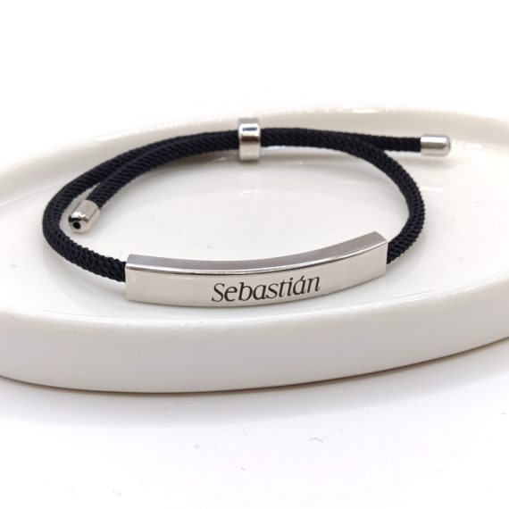 PULSERA CORDON NEGRO GRABADA