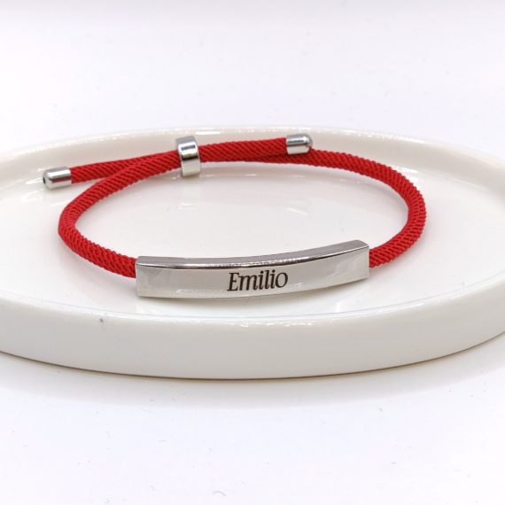 PULSERA CORDON ROJO GRABADA