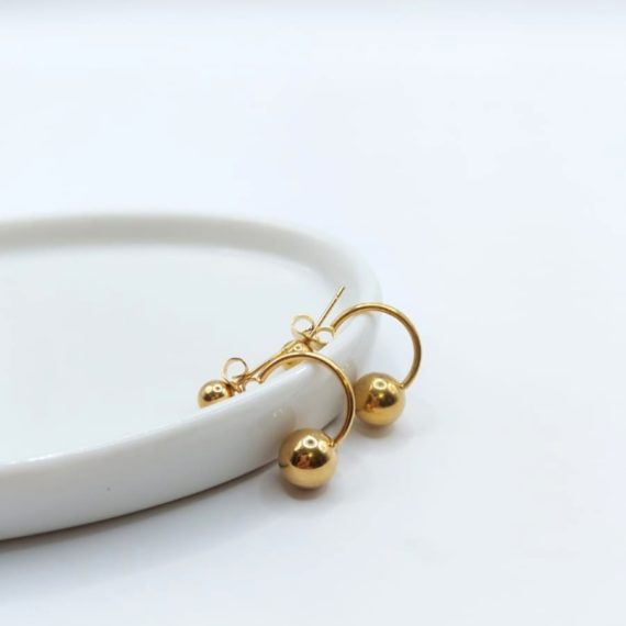 ARETES STUD DOBLE BOLA COLGANTE