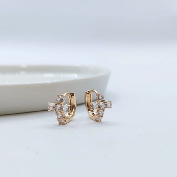 ARETES HUGGIE CRUZ CRISTALES