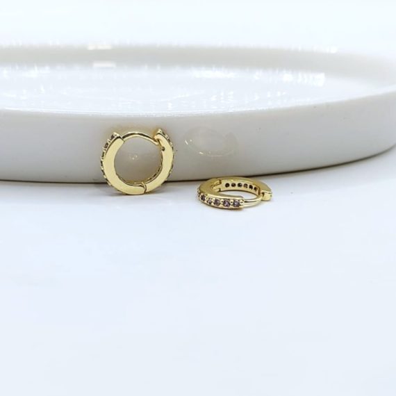 ARETES HUGGIE ZIRCONIA COLORES