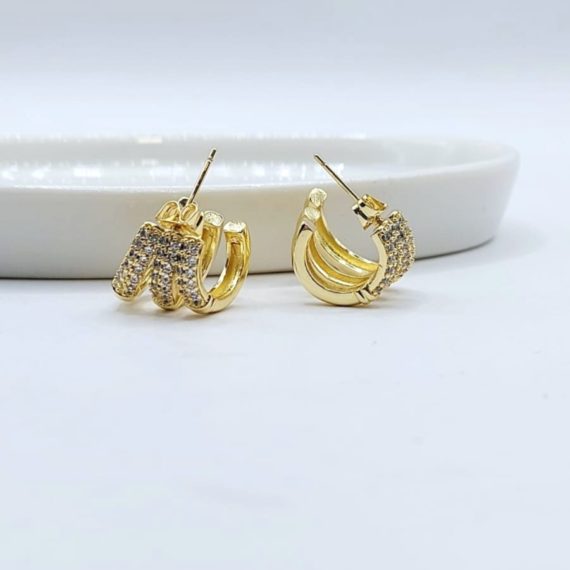 ARETES STUD TRIPLE HOOP ZIRCONIA