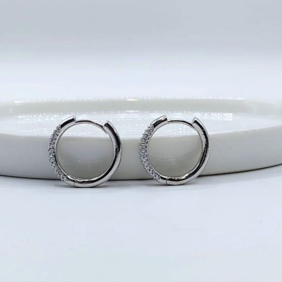 ARETES HUGGIE REDONDOS ZIRCONIA
