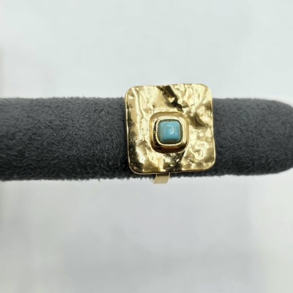 ANILLO CUADRADO TURQUESA