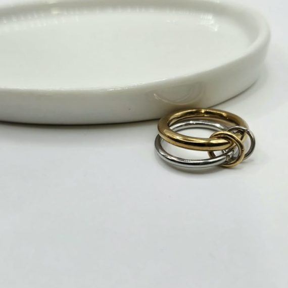 ANILLO DOBLE PLATA DORADO