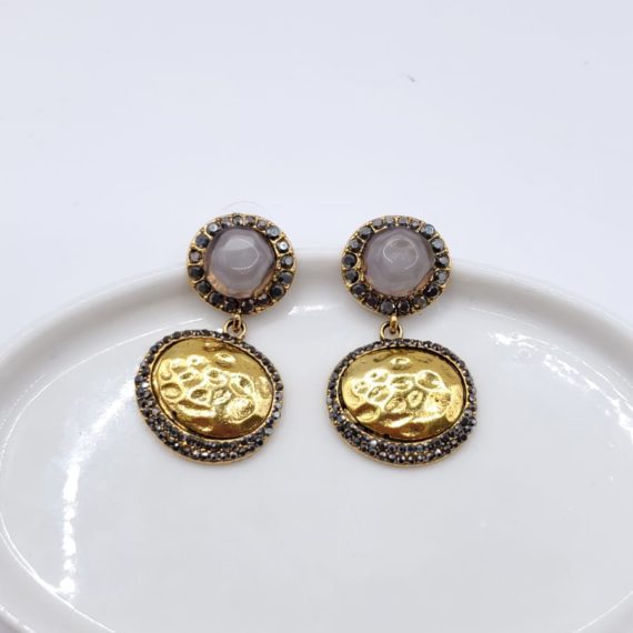 ARETES DOBLE BOLA CAFÉ