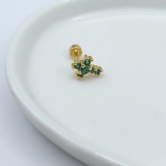 PIERCING CRUZ CRISTAL VERDE